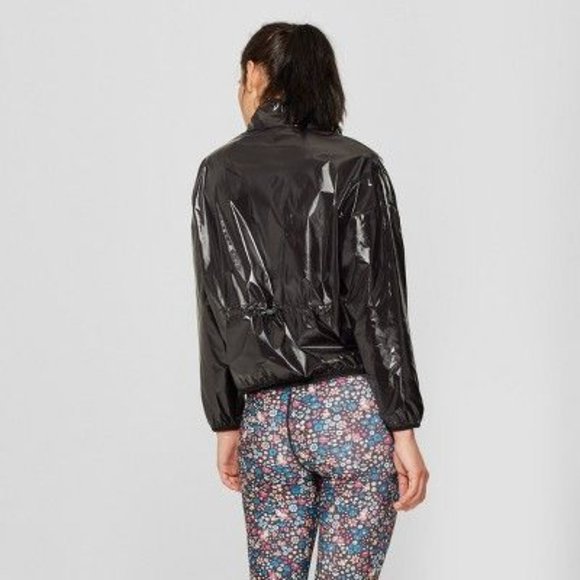 JoyLab | Black Metallic Windbreaker Poncho - Picture 2 of 7